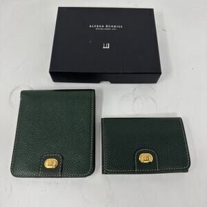 Vintage Men’s Dunhill Green Leather Calfskin Key Case & Bifold Wallet Set